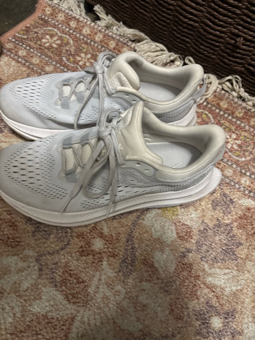 Hoka Women's Light Gray/White Running Sneakers. Hoka One One Kawana 2